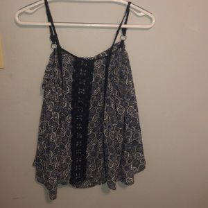 shoulderless blue and white blouse!